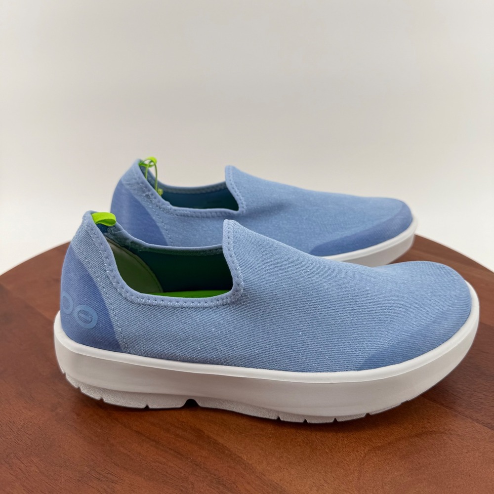 OOFOS OOmg Eezee Blue Wash Comfort Recovery Slip On Shoes 5072 Women 7